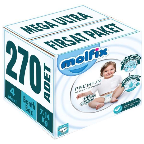 Molfix Premium Bebek Bezi Beden:4 (7-14KG) Maxi 270 Adet Mega Ultra Fırsat Pk - Image 1