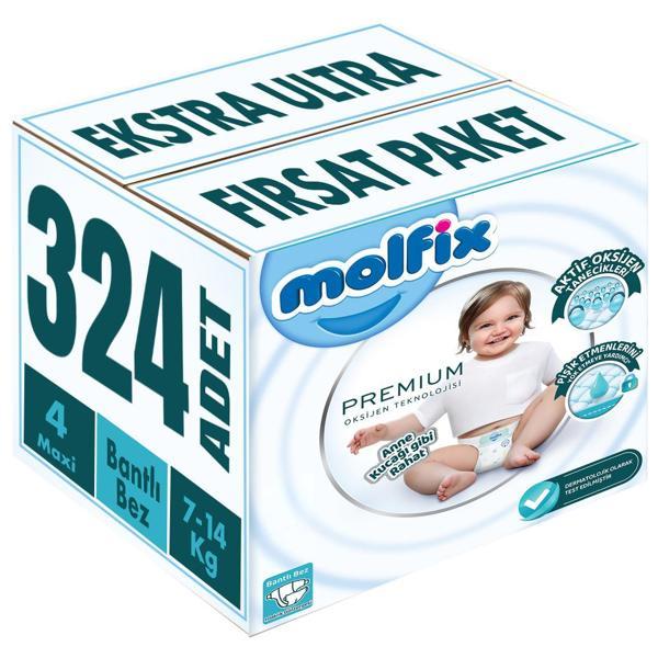 Molfix Premium Bebek Bezi Beden:4 (7-14KG) Maxi 324 Adet Ekstra Ultra Fırsat Pk - Image 1