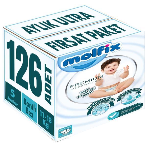 Molfix Premium Bebek Bezi Beden:5 (11-18KG) Junior 126 Adet Aylık Ultra Fırsat Pk - Image 1
