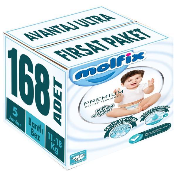 Molfix Premium Bebek Bezi Beden:5 (11-18KG) Junior 168 Adet Avantaj Ultra Fırsat Pk - Image 1