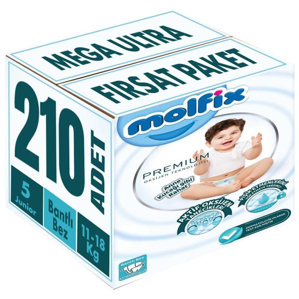 Molfix Premium Bebek Bezi Beden:5 (11-18KG) Junior 210 Adet Mega Ultra Fırsat Pk - Image 1