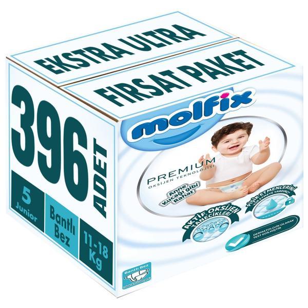 Molfix Premium Bebek Bezi Beden:5 (11-18KG) Junior 396 Adet Ekstra Ultra Fırsat Pk - Image 1