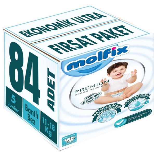 Molfix Premium Bebek Bezi Beden:5 (11-18KG) Junior 84 Adet Ekonomik Ultra Fırsat Pk - Image 1