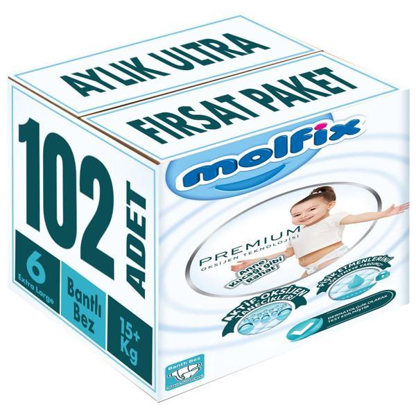 Molfix Premium Bebek Bezi Beden:6 (15+KG) Extra Large 102 Adet Aylık Ultra Fırsat Pk - Image 1