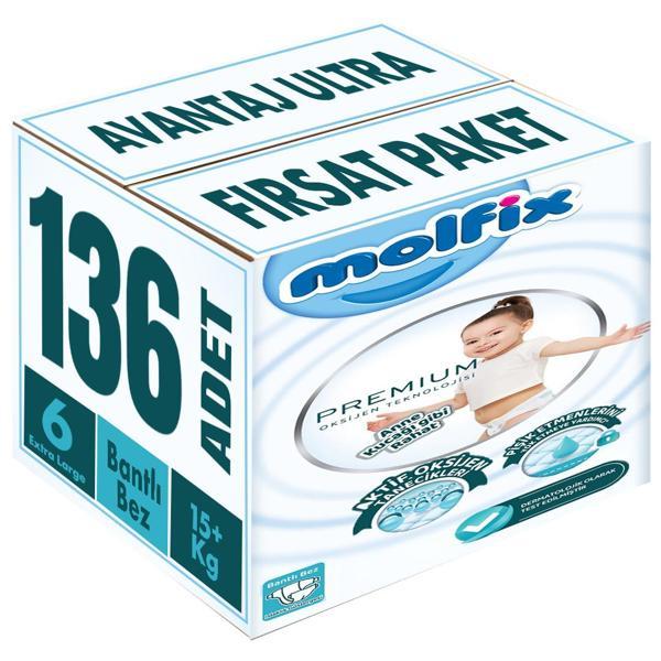 Molfix Premium Bebek Bezi Beden:6 (15+KG) Extra Large 136 Adet Avantaj Ultra Fırsat Pk - Image 1