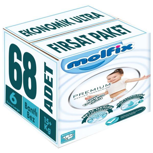 Molfix Premium Bebek Bezi Beden:6 (15+KG) Extra Large 68 Adet Ekonomik Ultra Fırsat Pk - Image 1
