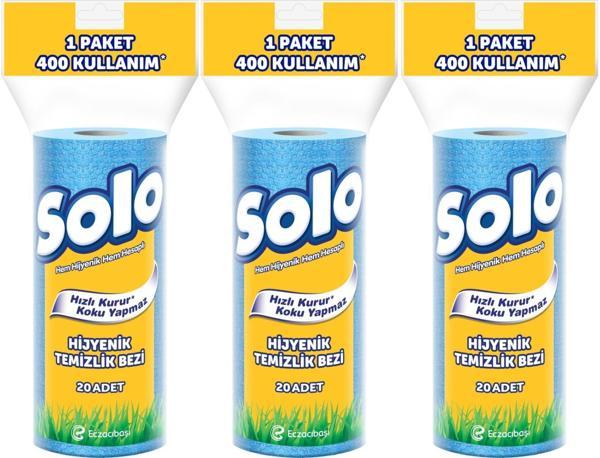 Solo Hijyenik Temizlik Bezi (İç adet 20 Li) (Kokusuz ve Hızla Kuruyan) (3 Lü Set) - Image 1
