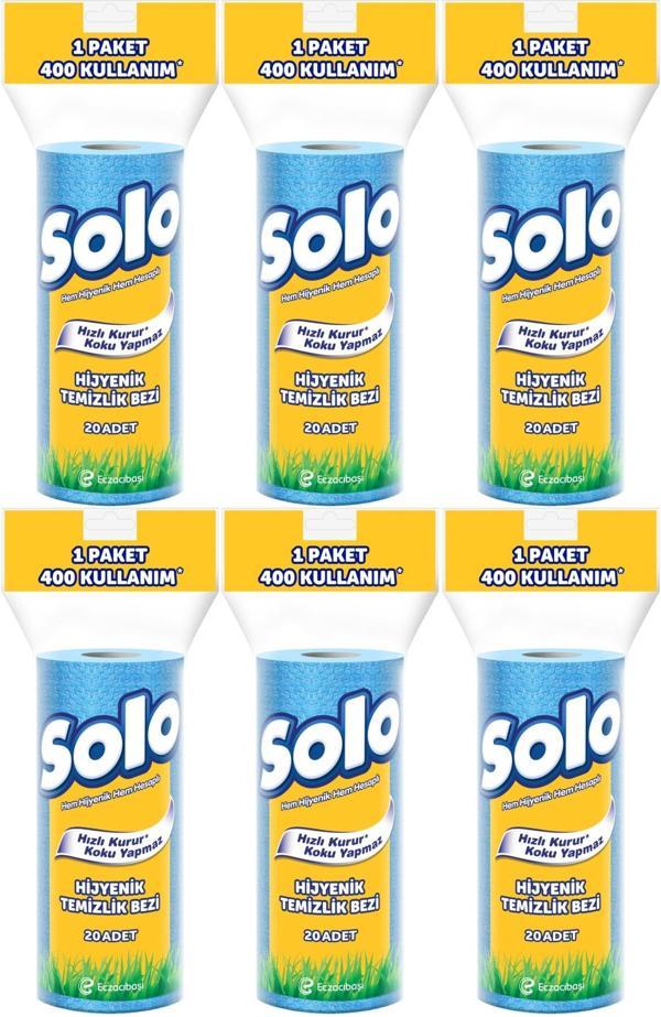 Solo Hijyenik Temizlik Bezi (İç adet 20 Li) (Kokusuz ve Hızla Kuruyan) (6 Lı Set) - Image 1