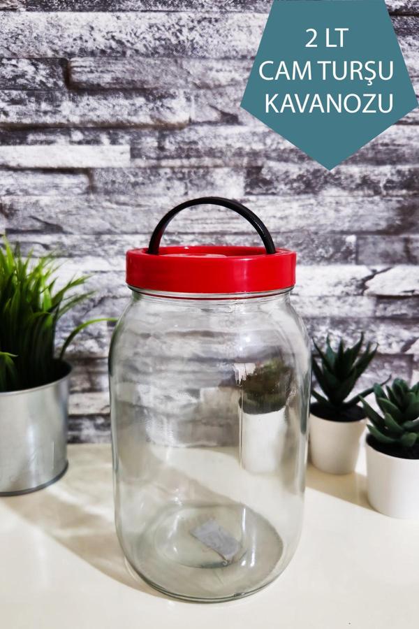 İncirop 2 Litre Kapaklı Cam Saklama Kavanozu Turşu, Bakliyat & Reçel İçin - Image 1