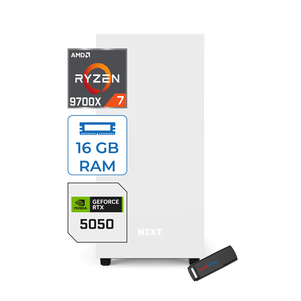 Zetta Minix H210 Amd Ryzen 7 9700X 16GB (6400MHZ) Ddr5 4tb 6000/7100MB/S SSD 8GB/RTX5050 Freedos 750W Masaüstü Bilgisayar ZETM97X505004 - Image 1