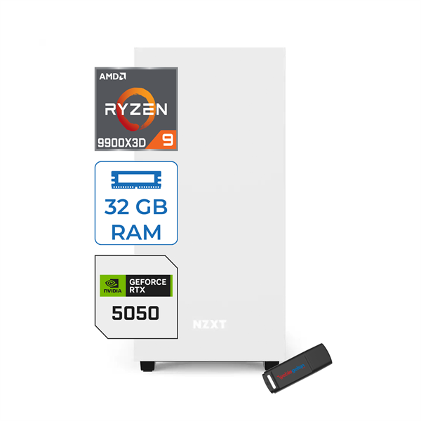 Zetta Minix H210 Amd Ryzen 9 9900X3D 32GB (6400MHZ) Ddr5 1tb 7100/6000MB/S SSD 8GB/RTX5050 Windows 11 Pro 750W Masaüstü Bilgisayar ZETM99X3D50P06 - Image 1