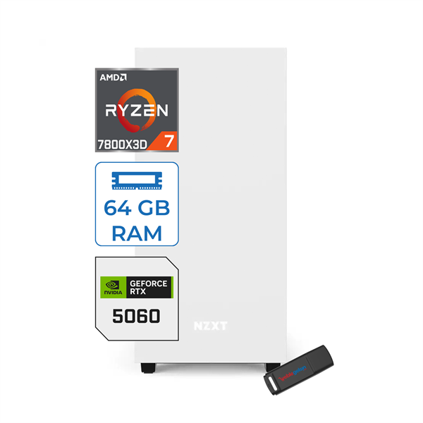 Zetta Minix H210 Amd Ryzen 7 7800X3D 64GB (6400MHZ) Ddr5 512GB SSD 8GB/RTX5060 Freedos 750W Masaüstü Bilgisayar ETMINR78X506013 - Image 1