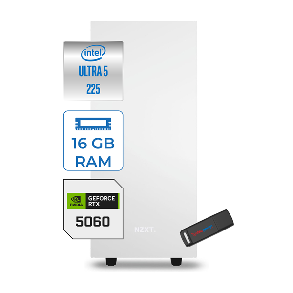 Zetta Minix H210 Intel Core Ultra 5 225 16GB (6400MHZ) Ddr5 4tb 6000/7100MB/S SSD 8GB/RTX5060 Freedos 750W Kompakt Oyun Render Bilgisayarı ZETMH210506004 - Image 1