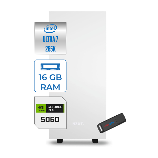 Zetta Minix H210 Intel Core Ultra 7 265K 16GB (6400MHZ) Ddr5 512GB SSD 8GB/RTX5060 Freedos 750W Kompakt Oyun Render Bilgisayarı ZETM265K6001 - Image 1
