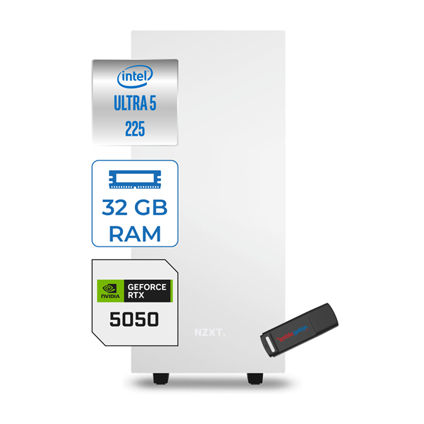 Zetta Minix H210 Intel Core Ultra 5 225 32GB (6400MHZ) Ddr5 4tb 6000/7100MB/S SSD 8GB/RTX5050 Freedos 750W Kompakt Oyun Render Bilgisayarı ZETMH210505008 - Image 1