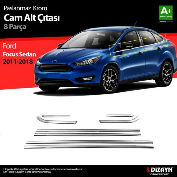 S-Dizayn Ford Focus 3 SD Krom Cam Çıtası 8 Prç 2011-2018 - Image 1