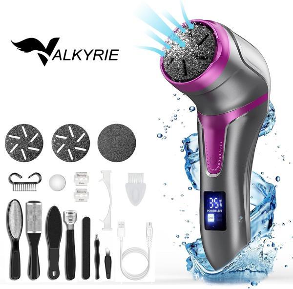 Valkyrie Profesyonel Ayak Bakım Cihazı 360° Dönen Başlık Dijital Ekranlı, Şarjlı & 10 Parça Pedikür Kiti Mor - Image 1