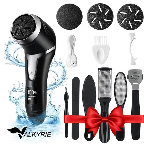 Valkyrie Profesyonel Ayak Bakım Cihazı 360° Dönen Başlık Dijital Ekranlı, Şarjlı & 10 Parça Pedikür Kiti Siyah - Image 1