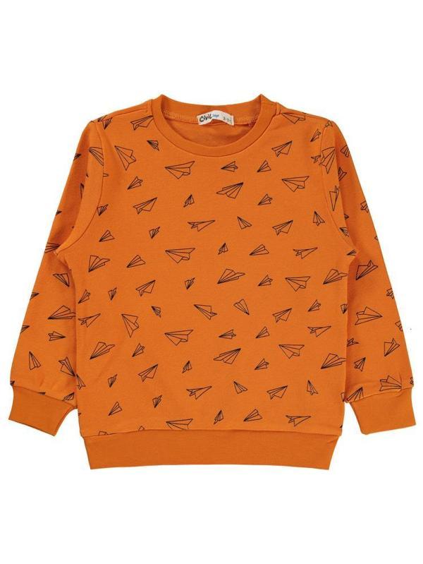 Civil Boys Kağıt Uçak Baskılı 2-5 Yaş Sweatshirt - Turuncu5-6 Yaş - Image 1