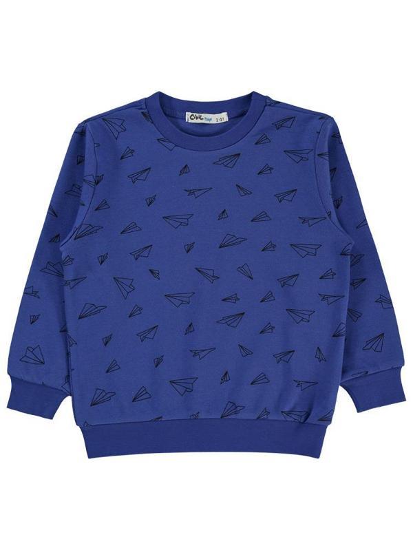 Civil Boys Kağıt Uçak Baskılı 2-5 Yaş Sweatshirt - Mavi4-5 Yaş - Image 1
