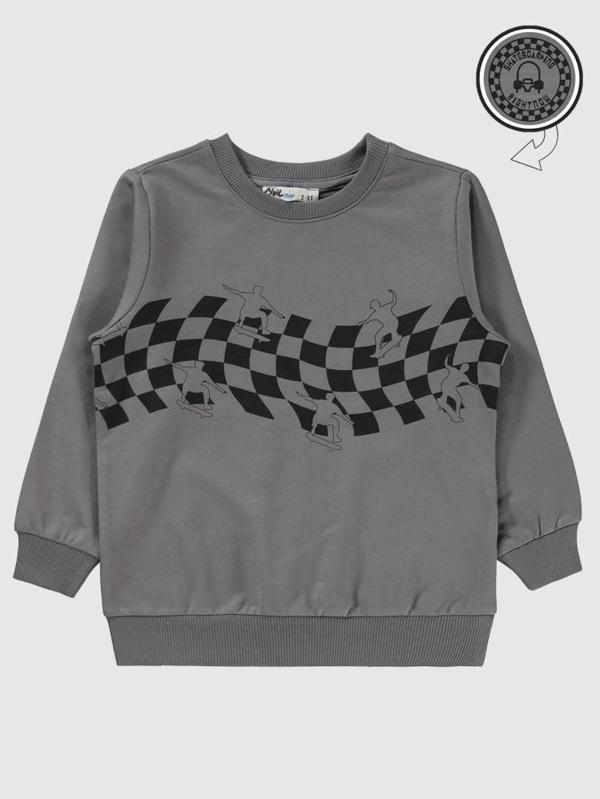 Civil Boys Skate Dama Baskılı 2-5 Yaş Sweatshirt - Gri2-3 Yaş - Image 1