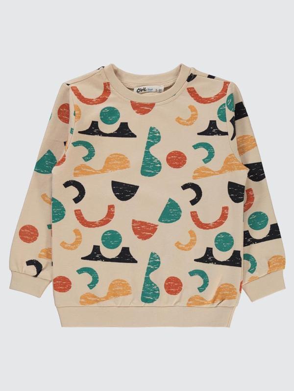Civil Boys Geometrik Şekil Baskılı 2-5 Yaş Sweatshirt - Gri3-4 Yaş - Image 1