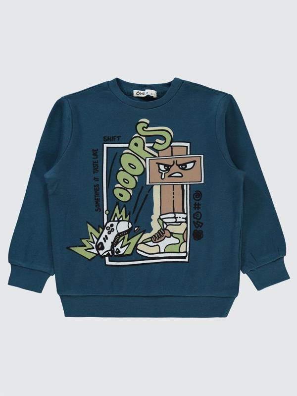 Civil Boys Ooops Baskılı 2-5 Yaş Sweatshirt - Yeşil2-3 Yaş - Image 1