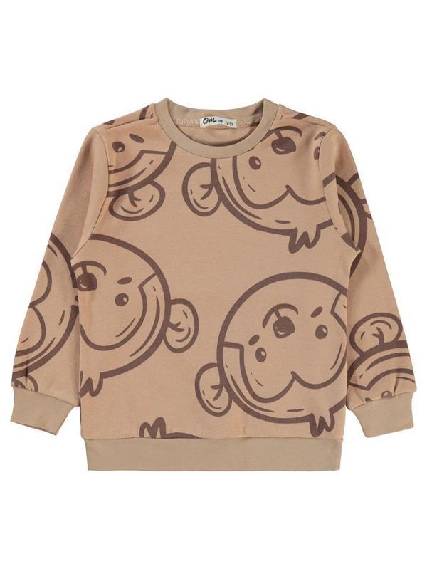 Civil Boys Empirme Maymun Baskılı 2-5 Yaş Sweatshirt - Bej2-3 Yaş - Image 1