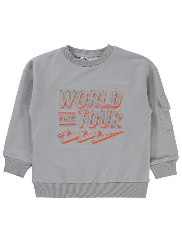Civil Boys World Baskılı 2-5 Yaş Sweatshirt - Gri2-3 Yaş - Image 1