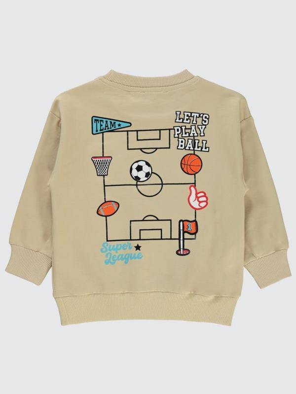 Civil Boys Lets Play Ball Baskılı 2-5 Yaş Sweatshirt - Bej2-3 Yaş - Image 1