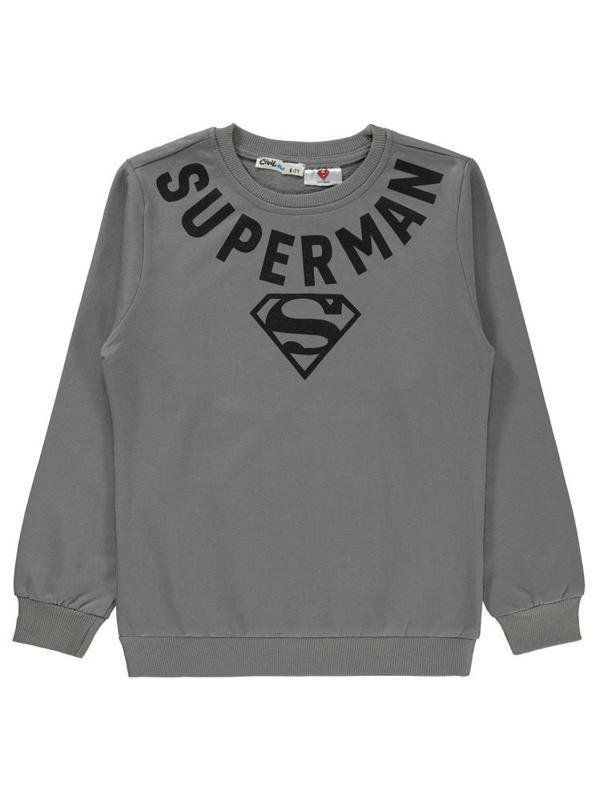 Superman Baskılı 6-9 Yaş Sweatshirt - Gri6-7 Yaş - Image 1
