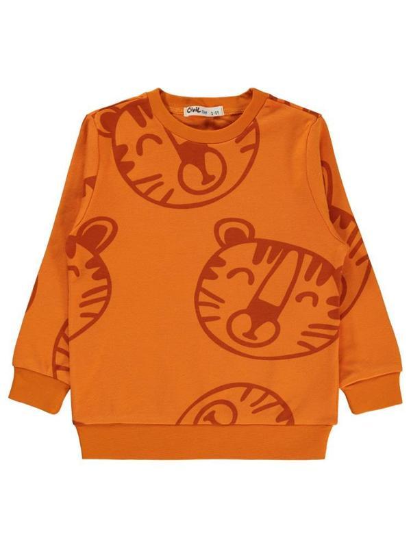 Civil Boys Empirme Aslan Baskılı 2-5 Yaş Sweatshirt - Turuncu4-5 Yaş - Image 1