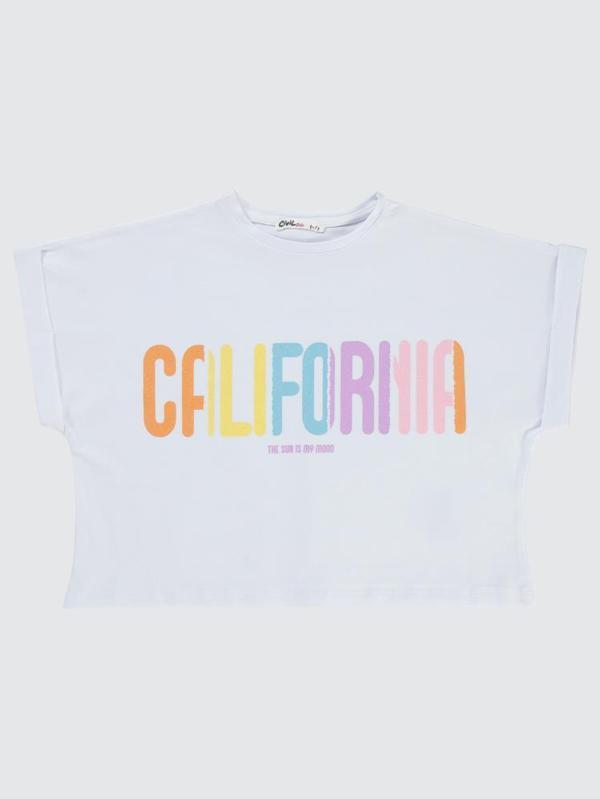Civil Girls California Baskılı 6-9 Yaş Tişört - Beyaz6-7 Yaş - Image 1