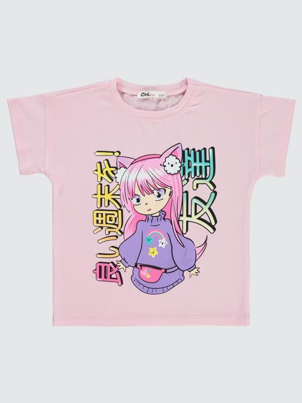 Civil Girls Anime Baskılı 2-5 Yaş Tişört - Pembe2-3 Yaş - Image 1