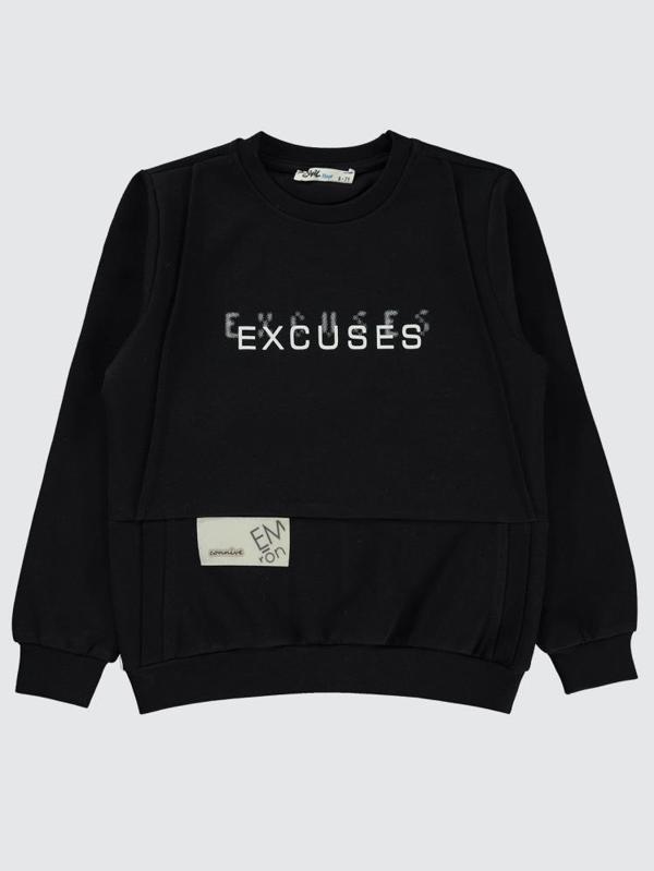 Civil Boys Excuses Baskılı 10-13 Yaş Sweatshirt - Siyah13-14 Yaş - Image 1
