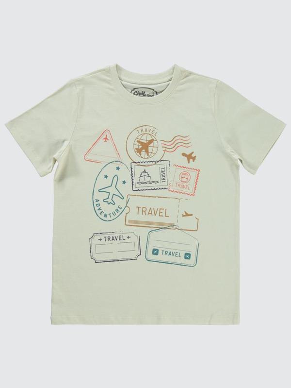 Civil Boys Travel Baskılı 10-13 Yaş Tişört - Fil Dişi11-12 Yaş - Image 1