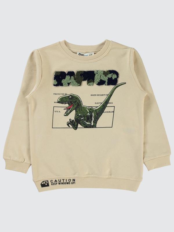 Civil Boys Raptor Dinazor Baskılı 2-5 Yaş Sweatshirt - Gri2-3 Yaş - Image 1