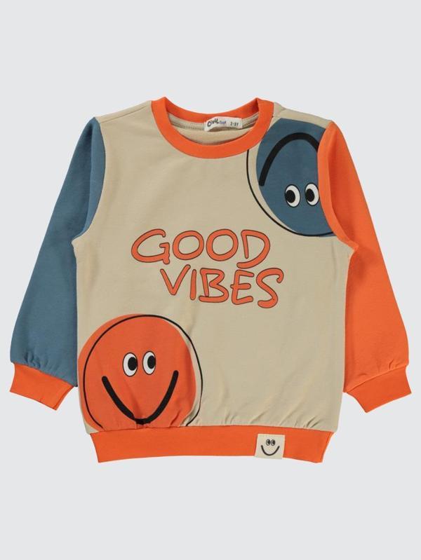 Civil Boys Good Vıbes Baskılı 2-5 Yaş Sweatshirt - Turuncu3-4 Yaş - Image 1