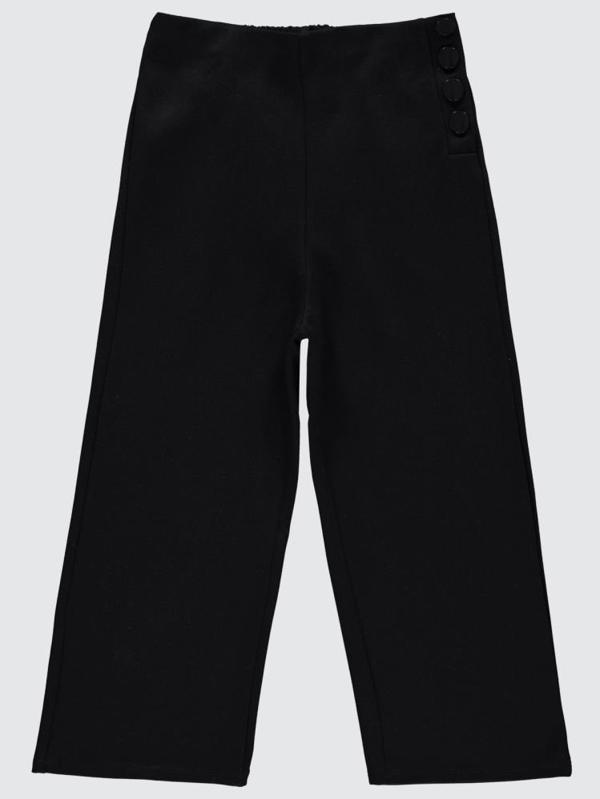 Civil Girls Beli Düğmeli 6-9 Yaş Pantolon - Siyah8-9 Yaş - Image 1