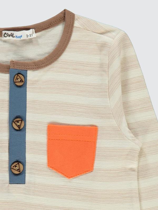 Civil Boys Cizgili Cepli 2-5 Yaş Sweatshirt - Mavi3-4 Yaş - Image 1