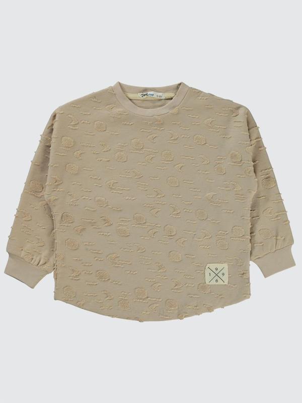 Civil Boys Ay Desenli 2-5 Yaş Sweatshirt - Bej2-3 Yaş - Image 1
