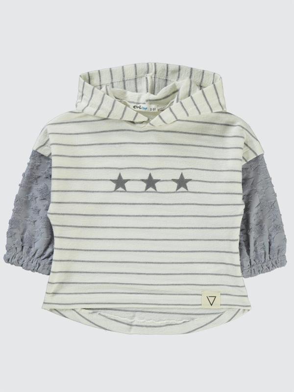 Civil Boys Yıldız Baskılı Çizgili Kapşonlu 2-5 Yaş Sweatshirt - Mavi4-5 Yaş - Image 1