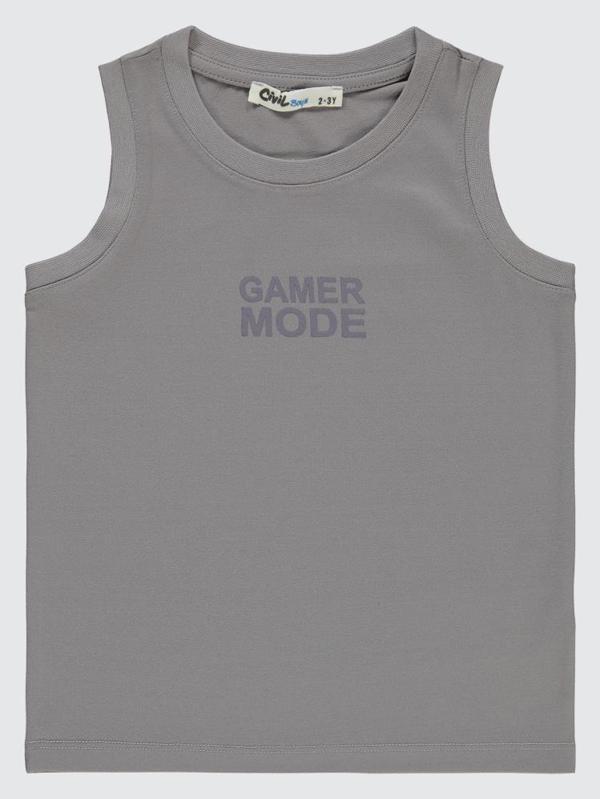 Civil Boys Gamer Mode Reflektör Baskılı Sıfır Kol 2-5 Yaş Tişört - Gri4-5 Yaş - Image 1
