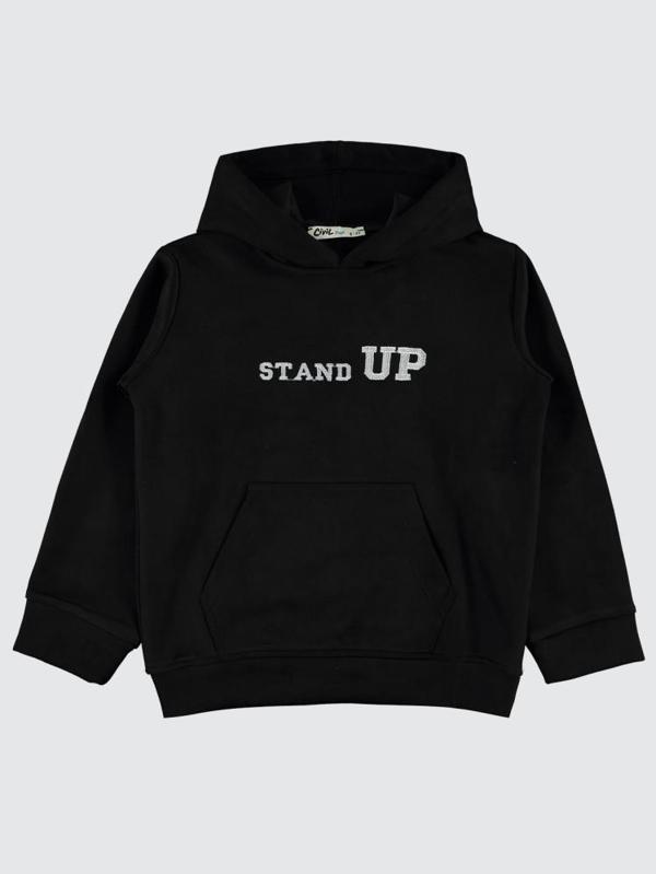 Civil Boys Stand Up Baskılı 10-13 Yaş Sweatshirt - Siyah11-12 Yaş - Image 1
