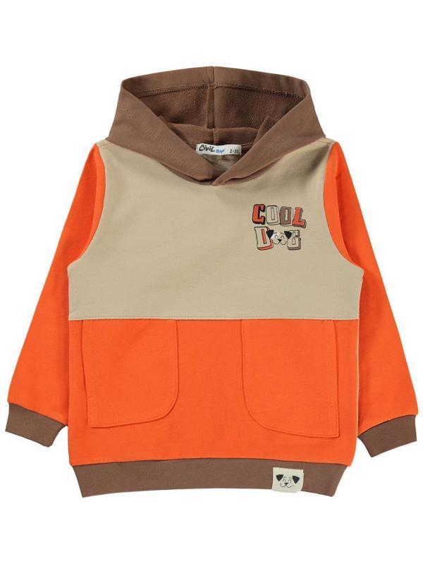Civil Boys Cool Dog Baskılı Kapşonlu 2-5 Yaş Sweatshirt - Turuncu2-3 Yaş - Image 1