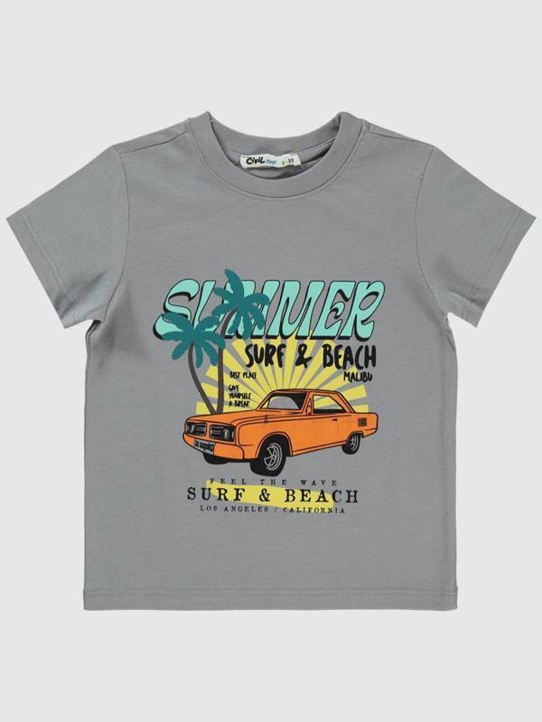 Civil Boys Summer Araba Baskılı 2-5 Yaş Tişört - Gri2-3 Yaş - Image 1