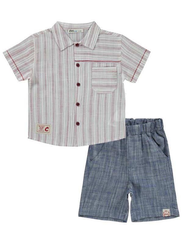 Civil Boys Çizgili Cepli 2-5 Yaş Takım - Bordo2-3 Yaş - Image 1