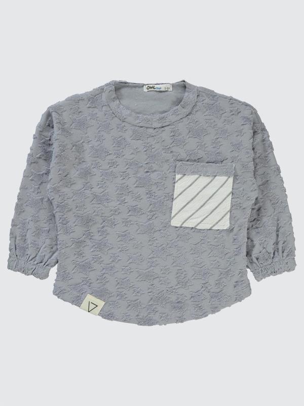 Civil Boys Yıldız Baskılı Çizgili Cepli 2-5 Yaş Sweatshirt - Mavi2-3 Yaş - Image 1