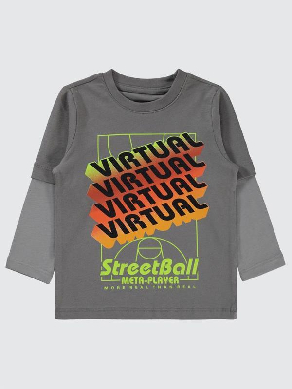 Civil Boys Streetball Baskılı 2-5 Yaş Sweatshirt - Gri2-3 Yaş - Image 1