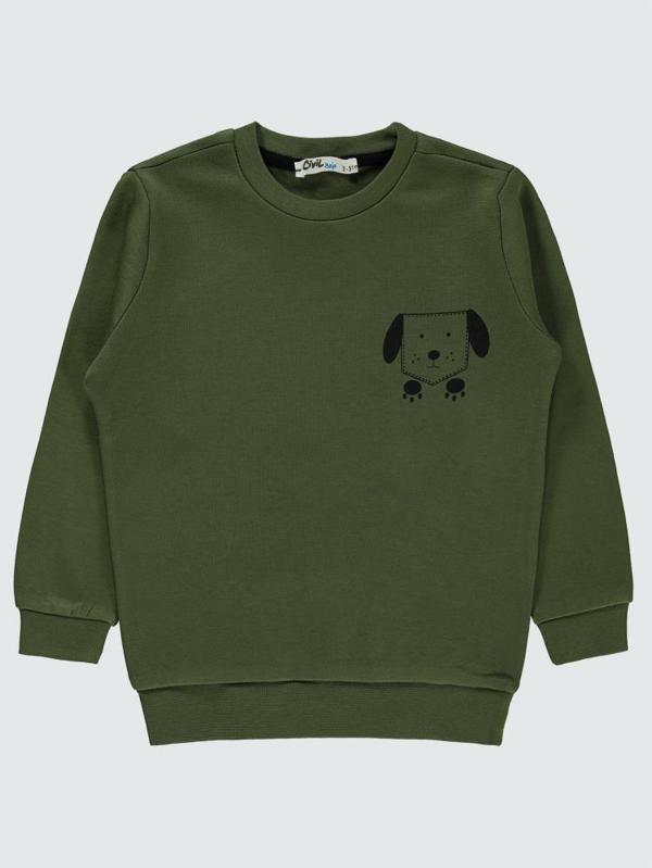 Civil Boys Köpek Baskılı 2-5 Yaş Sweatshirt - Haki2-3 Yaş - Image 1